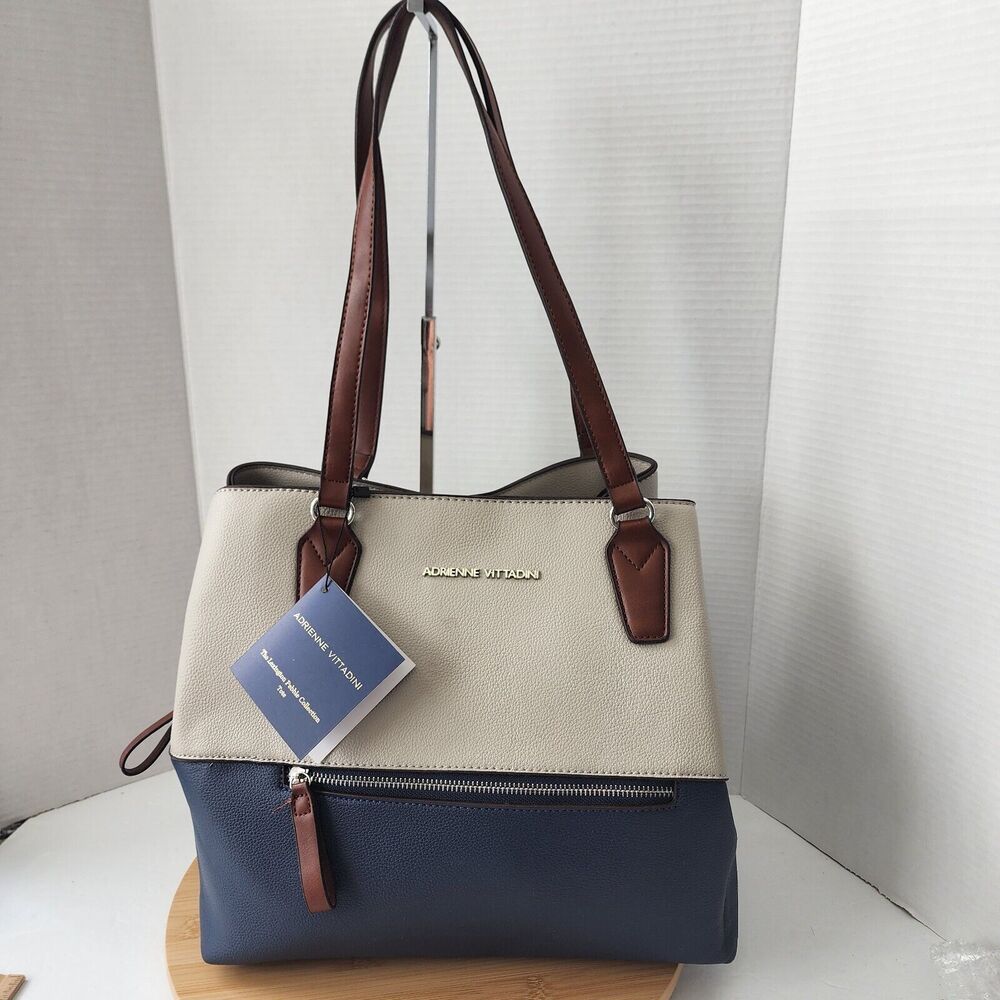 Adrienne Vittadini Tote The Lexington Pebble Collection Blue $190 Retail New